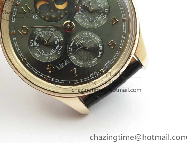 MIROTIME 0307 Elegant Portugieser Perpetual Calendar IW503302 RG V9F 1:1 Best Edition Gray Dial on Black Leather Strap A 7096